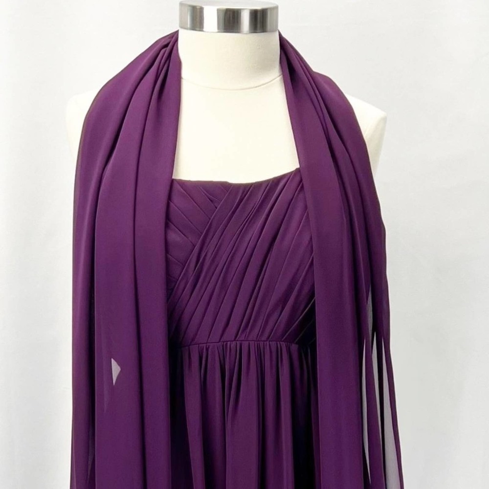 Azazie Gown Maxi Dress Formal Vibrant Purple Grape Bridesmaid Mother Of Bride - Picture 9 of 12